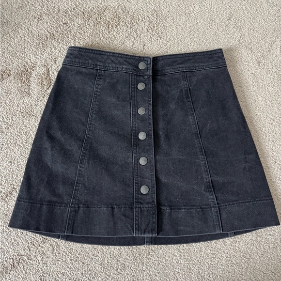 Madewell Metropolis Snap Button Denim Jean Mini Skirt Size 2 Rawley Black H2310 - Picture 2 of 8